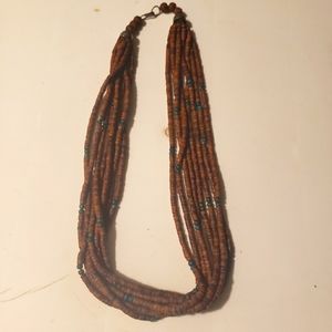 Brown multi strand bead necklace